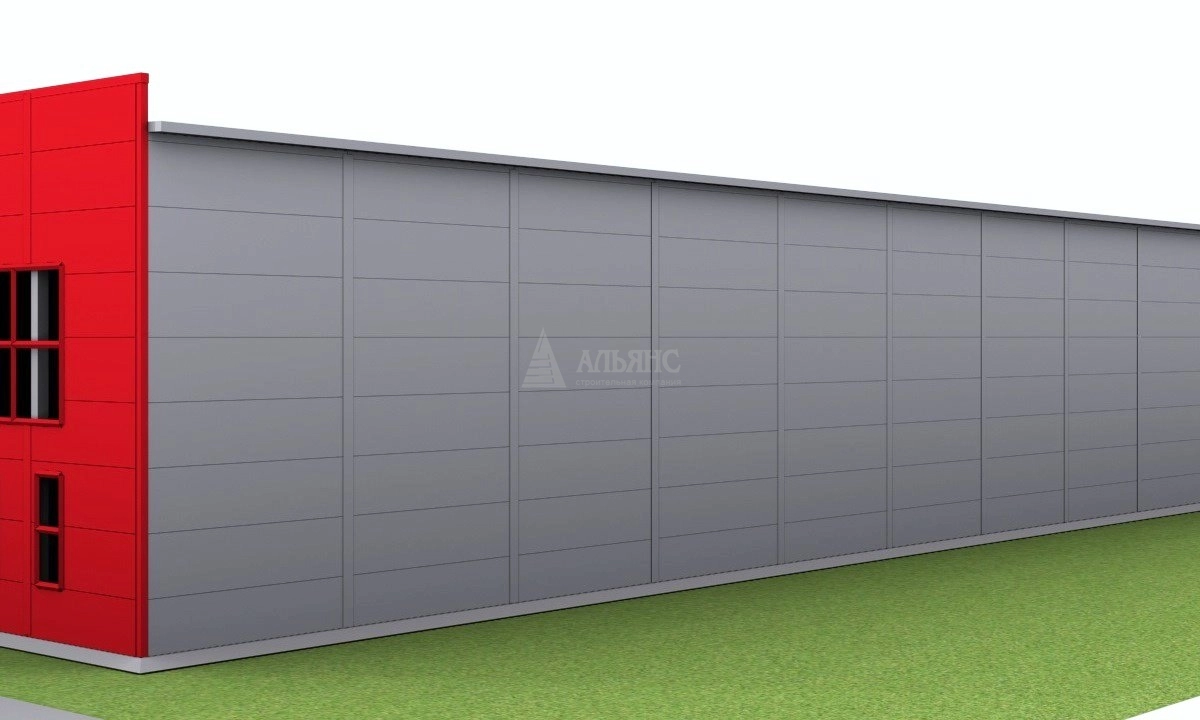 3D визуализация Производственное здание с АБК из сэндвич-панелей - фото 3